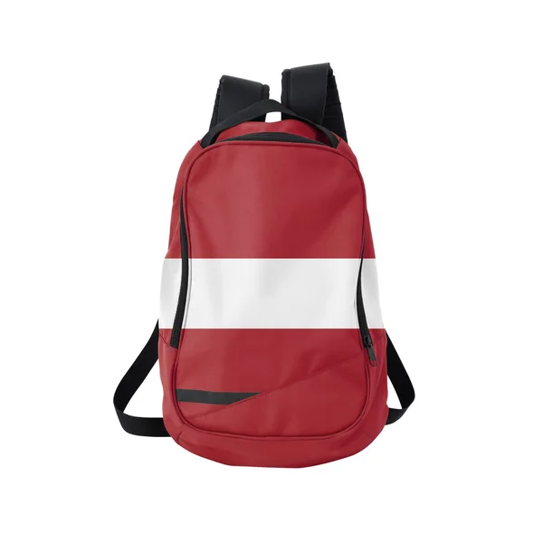 Latvia flag backpack isolated on white — Stock Photo, Image