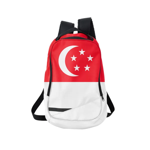 Mochila de bandeira de Singapura isolada em branco — Fotografia de Stock