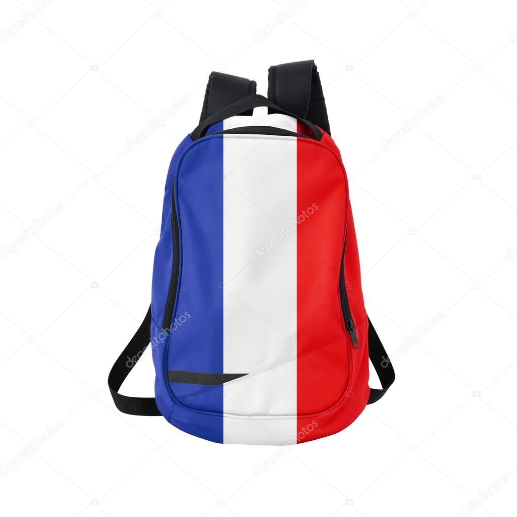 France flag backpack isolated on white