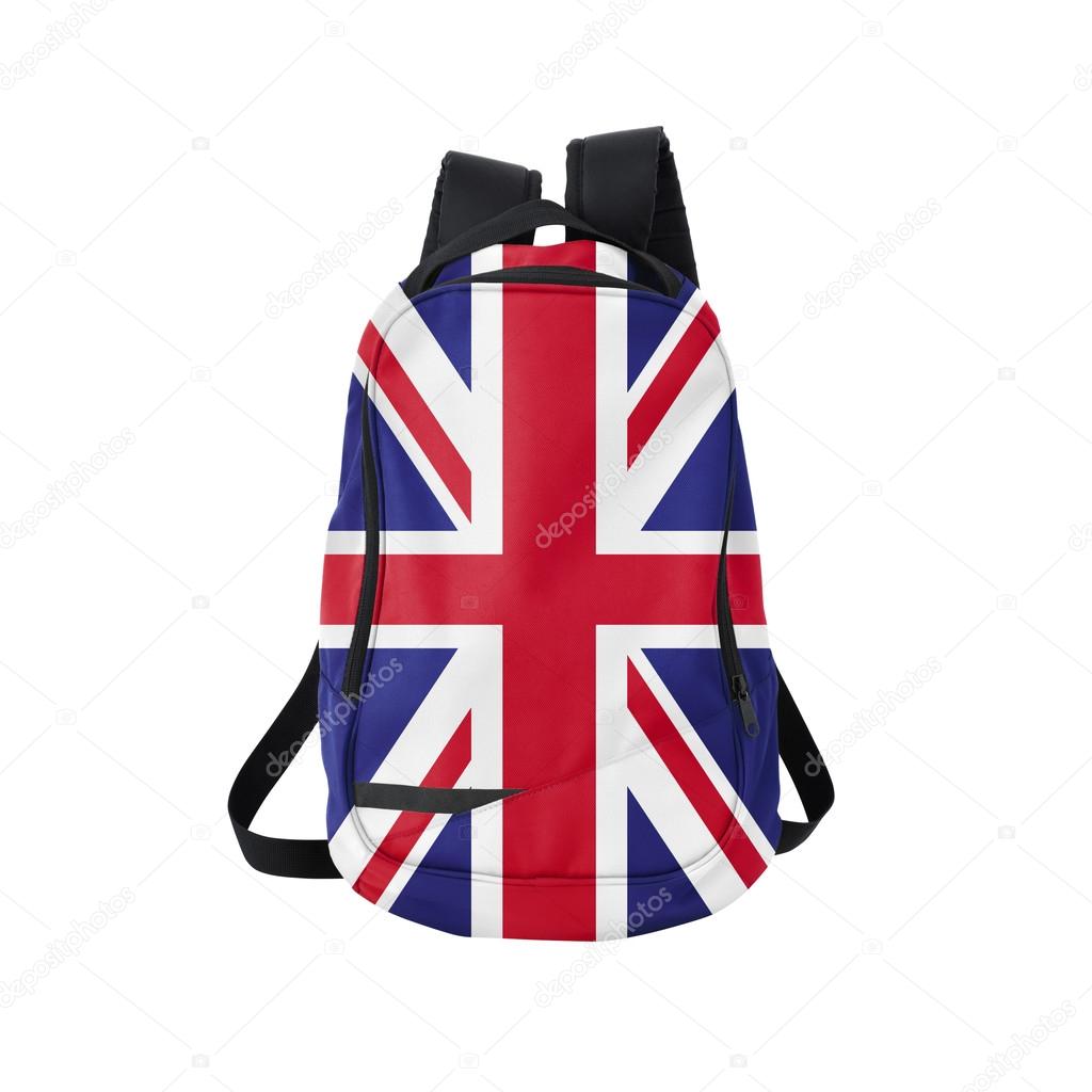 UK flag backpack isolated on white