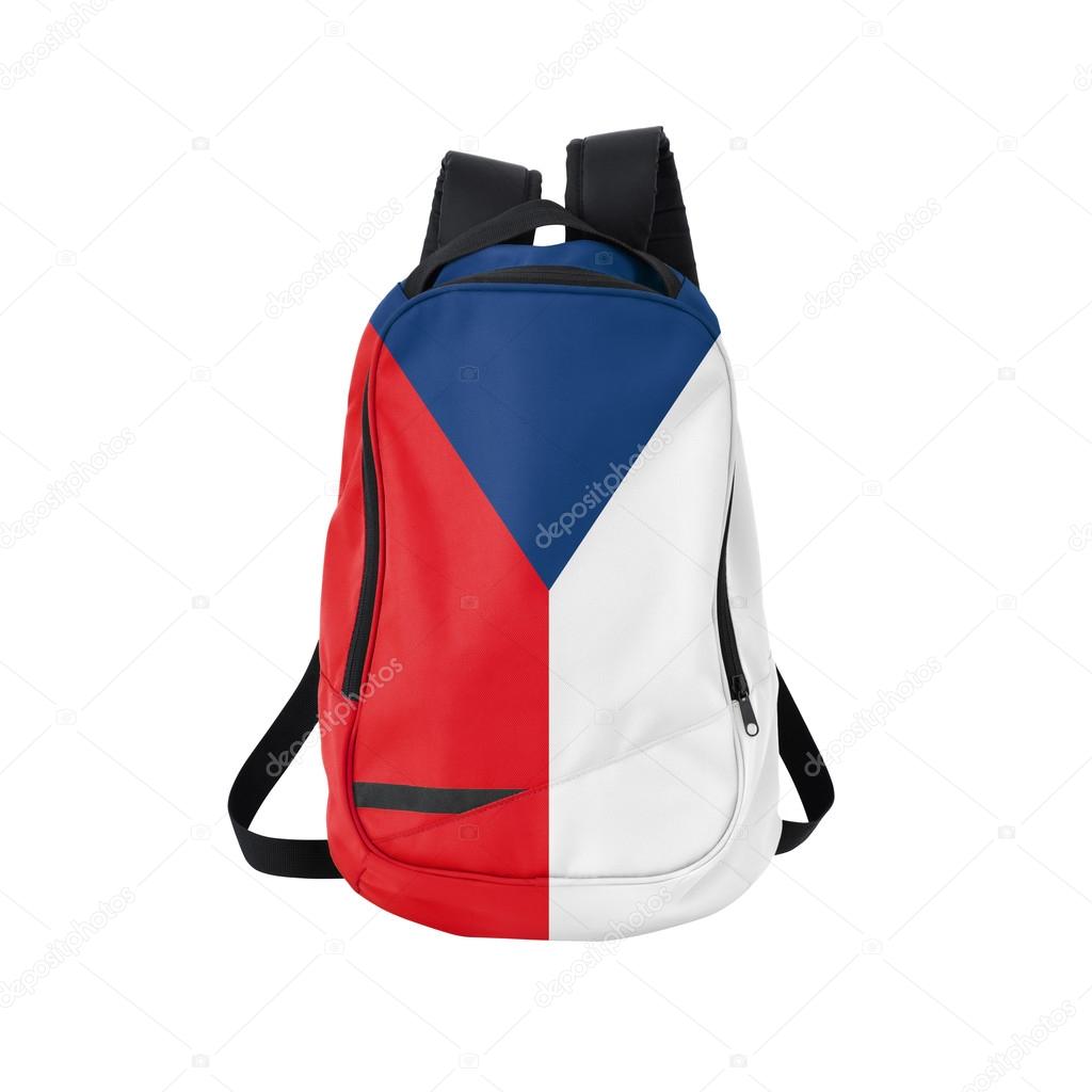 Czech Republic flag backpack isolated on white