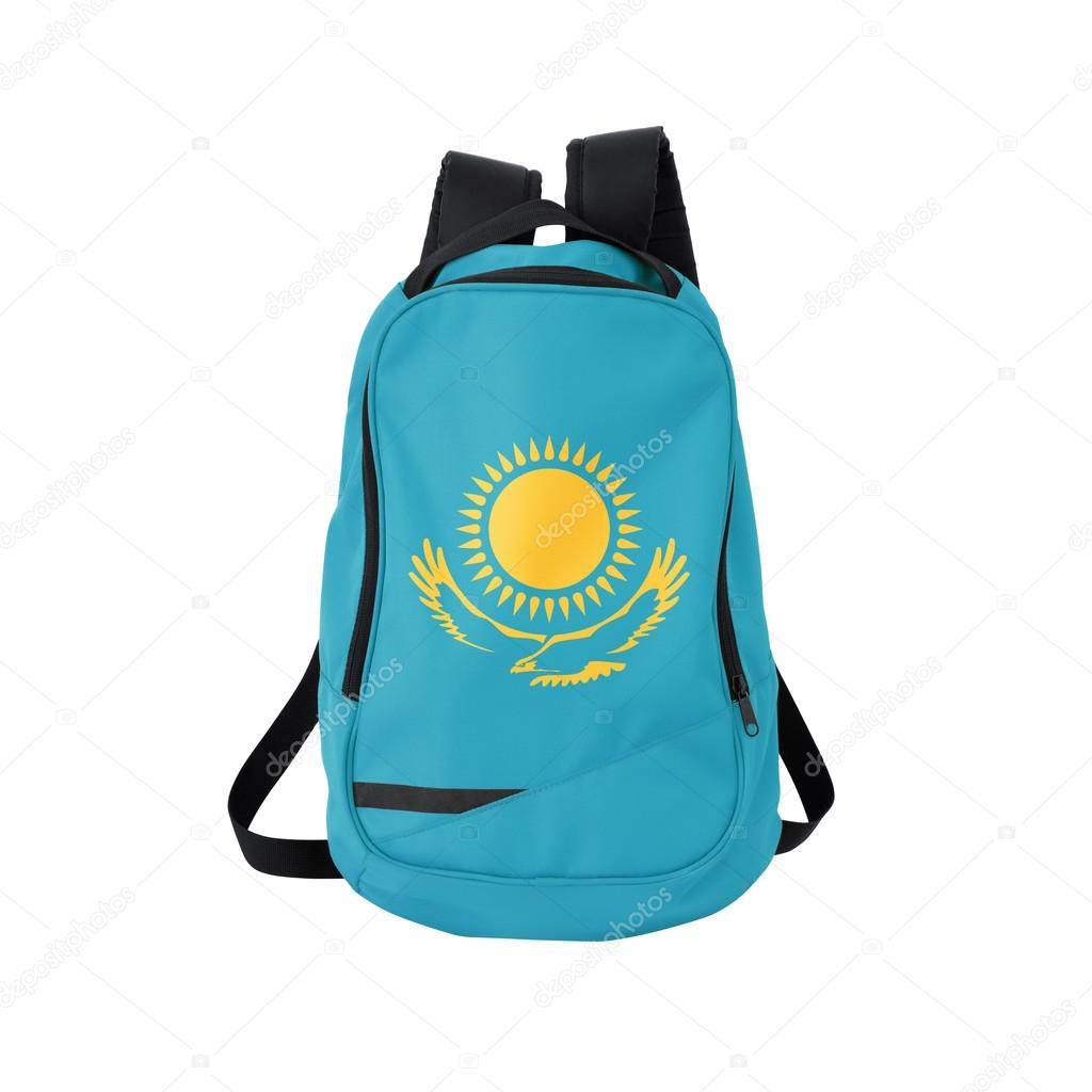 Kazakhstan flag backpack isolated on white