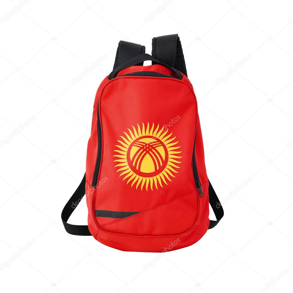 Kyrgyzstan flag backpack isolated on white