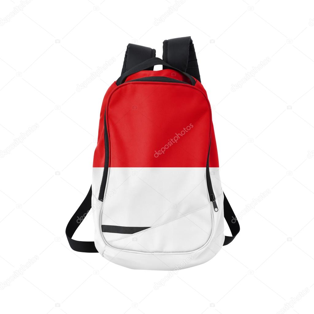 Monaco flag backpack isolated on white