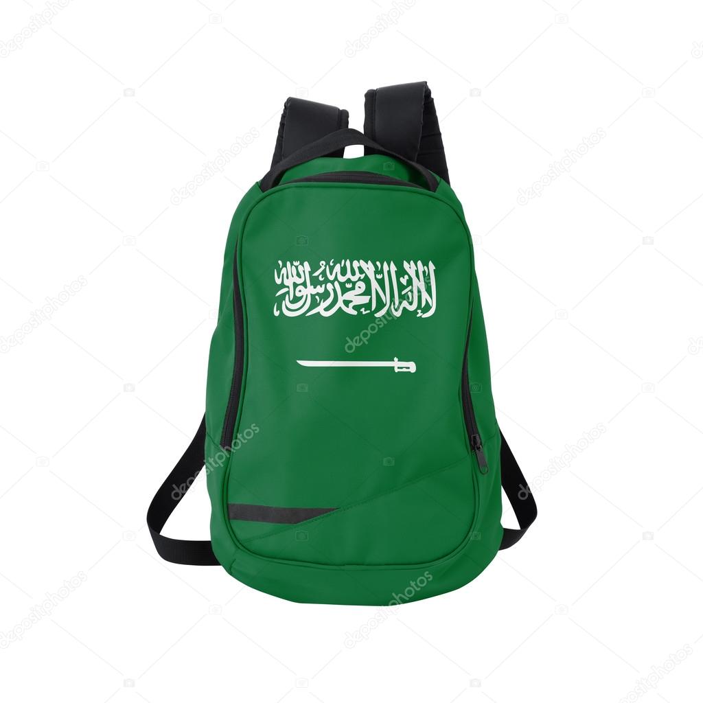 Saudi Arabia flag backpack isolated on white
