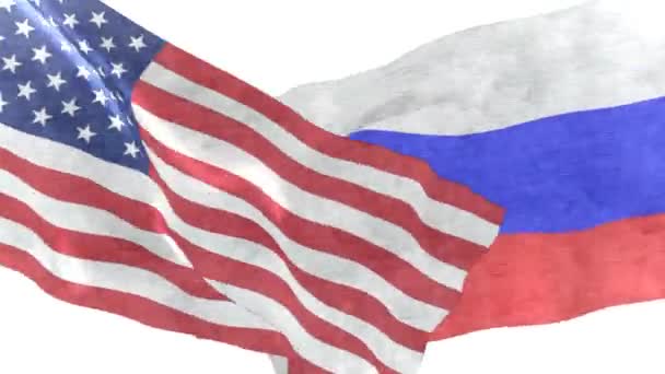 Americké a ruské vlajky — Stock video