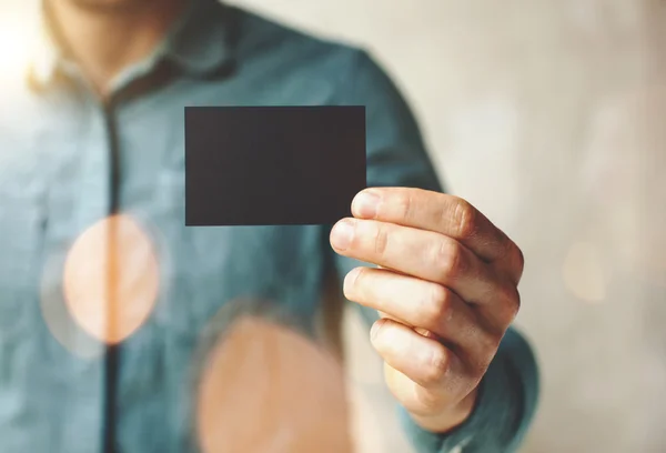 Man  showing  business card. — Stock Photo, Image