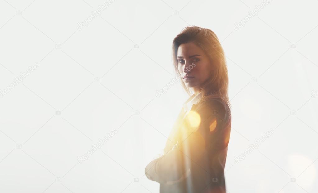 Young woman wearing modern suit