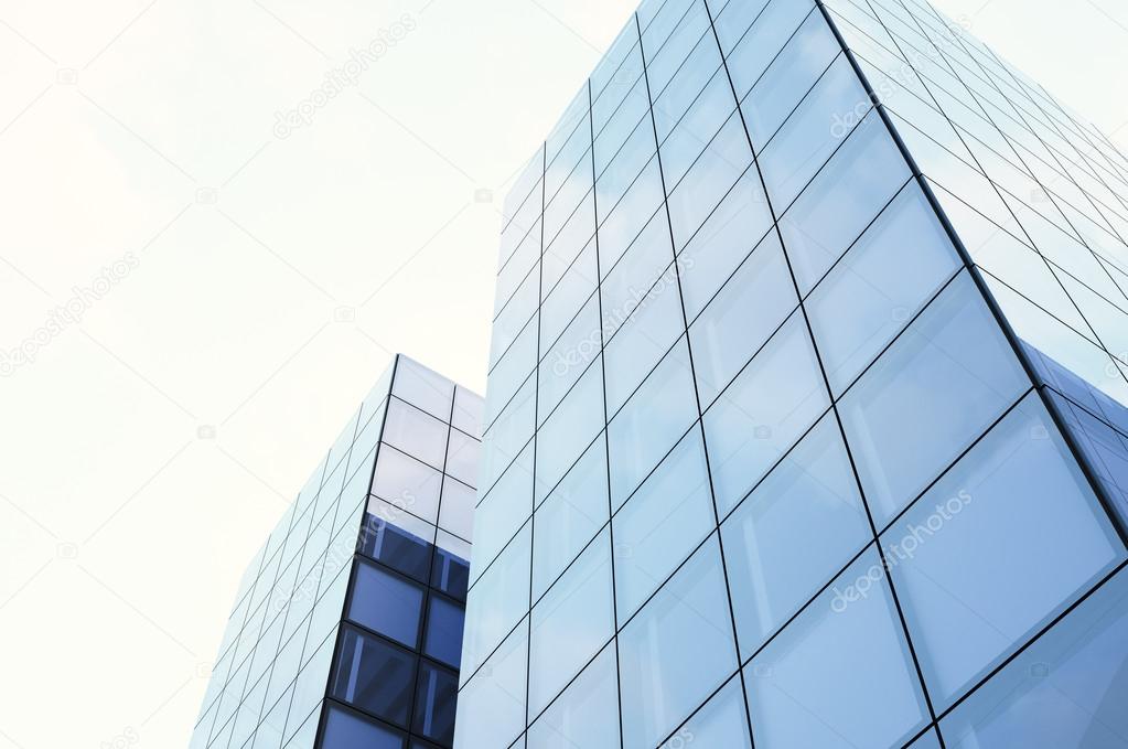 blue glass skyscrapers