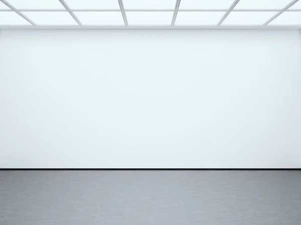 Photo white empty wall contemporary gallery. Modern open space expo with concrete floor. Place for business information. Horizontal mockup. 3d Render — Stock Photo, Image