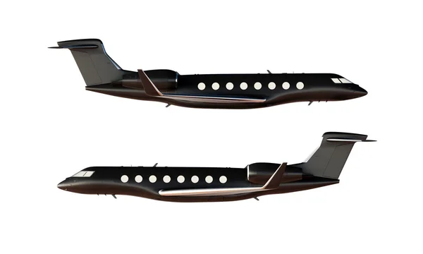 Фото Black Matte Luxury Generic Design Private Airplane Model. Утепленный макет на белом фоне. Горизонтально. 3D рендеринг . — стоковое фото