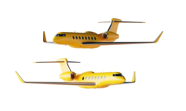 Фото Matte Yellow Luxury Generic Design Private Airplane Model. Модель Clear Mocup Isolated Blank White Background. Угловой вид сбоку. Горизонтально. 3D рендеринг . — стоковое фото