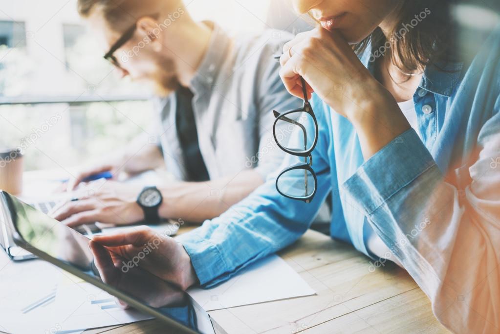 Coworking Team Brainstorm In Modern Office E.Project Manager.