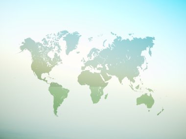 Boş Yeşil Renk Doku Siyasi Dünya Haritası. 3d render. Boş Beton duvar arka plan. Yüksek dokulu sıra malzemeleri. Mockup iş bilgileri için hazır. Yatay.