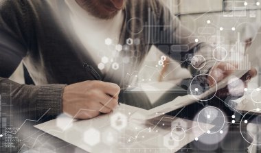 İşadamı Strateji Raporu Process.Project Manager Research Social Trading.Business Team Work Startup Office.Global Marketing Virtual Icon.Innovation Graph Interface.Analyze piyasa stoku Bulanık
