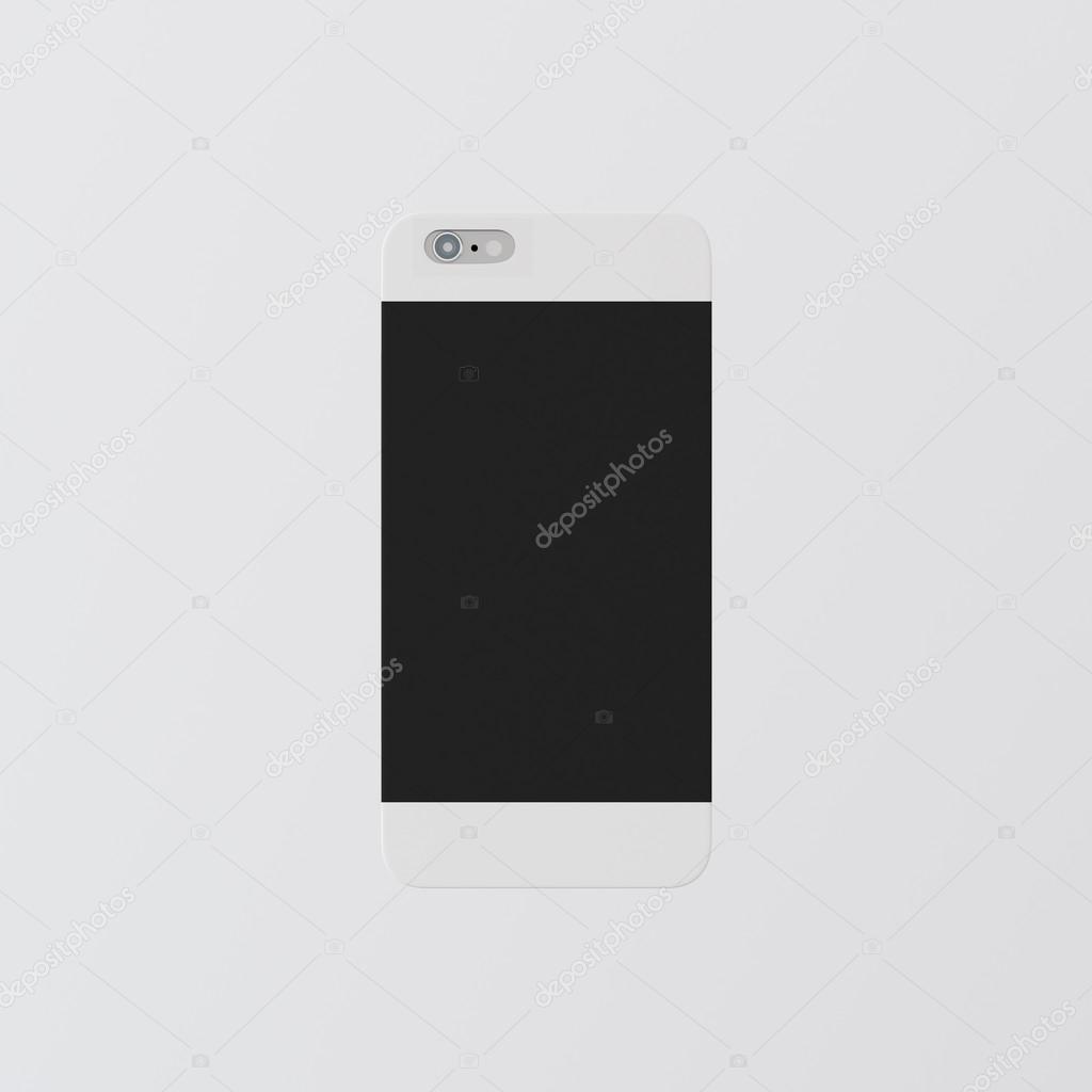 Closeup One Blank White Clean Template Cover Phone Case Smartphone Mockup.Generic Design Mobile Back Isolated Empty Background.Ready Corporate Logo Black Label Message.3d rendering