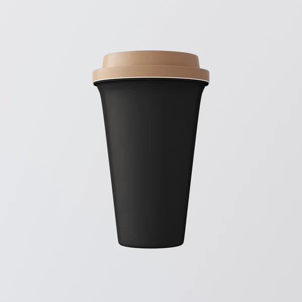 Kaffeetasse aus schwarzem Papier — Stockfoto