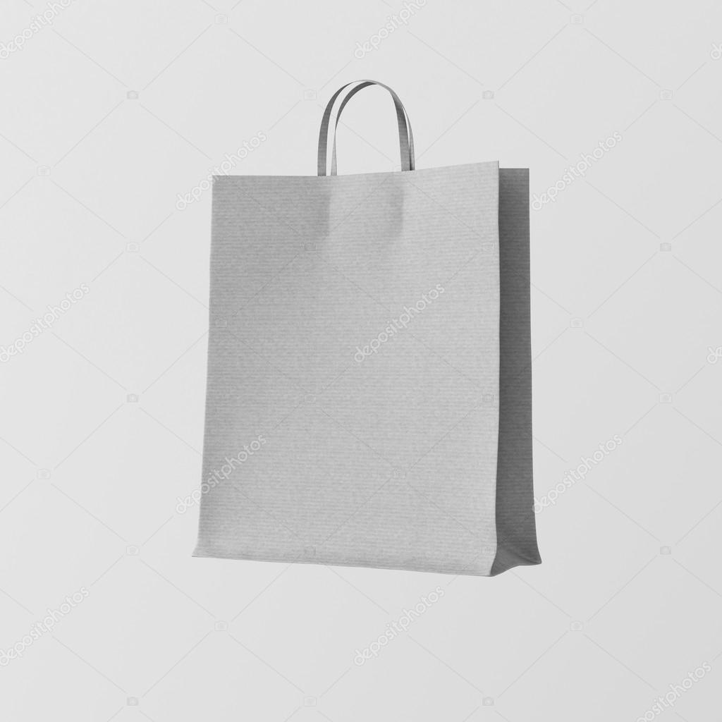 Download Closeup Gray Kraft Paper Bag Isolated Center White Empty ...