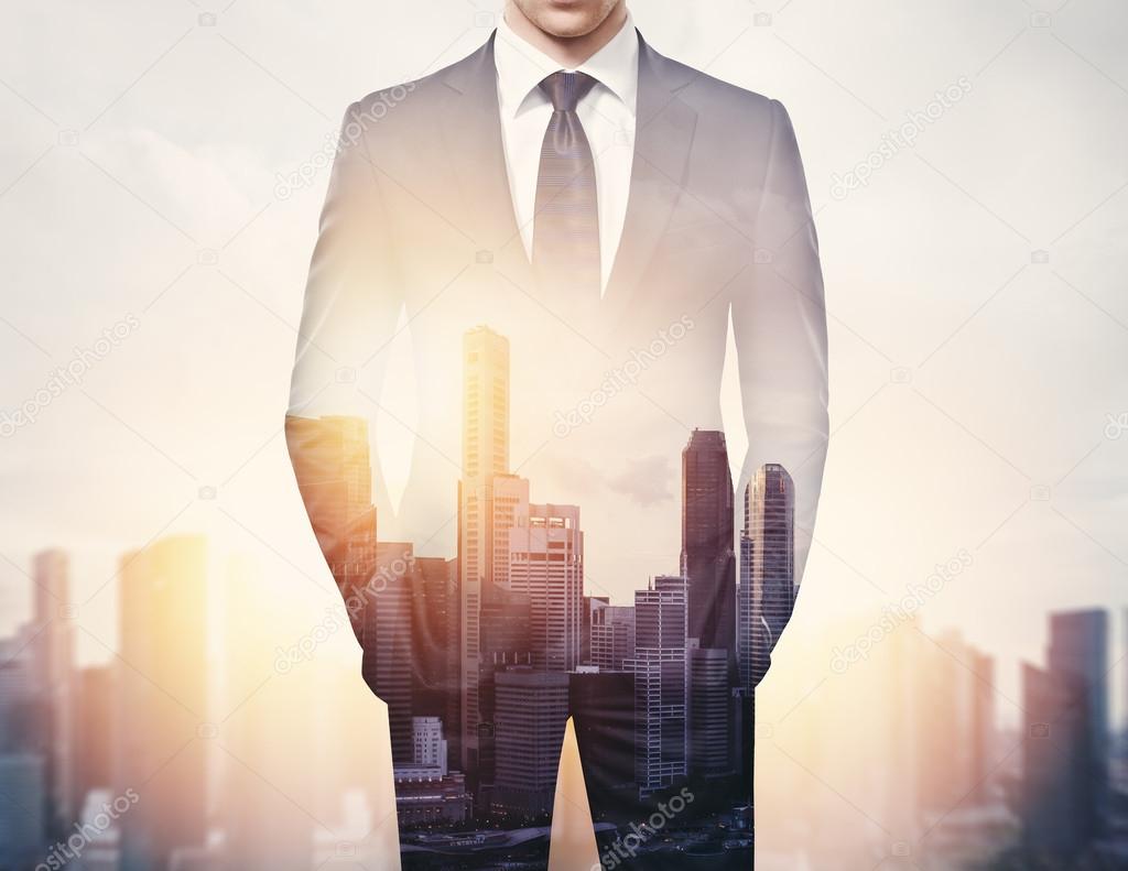 Businessman and city