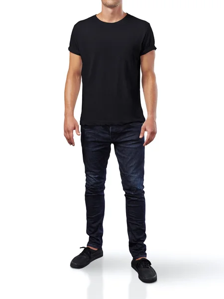 Man in black t-shirt. — Stock Photo, Image
