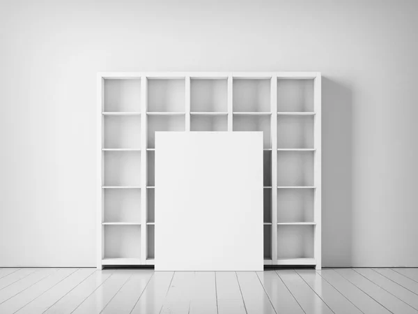 Weißes Regal und leeres Plakat — Stockfoto
