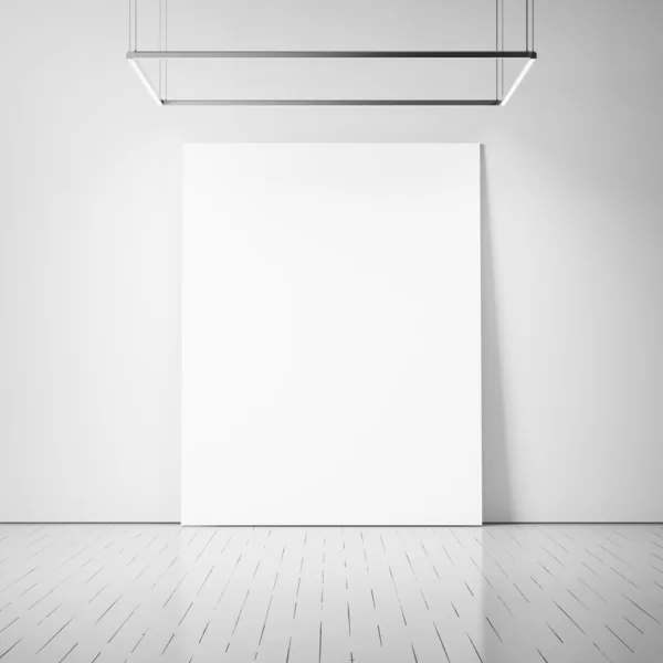 Pared de hormigón blanco con cartel en blanco — Foto de Stock