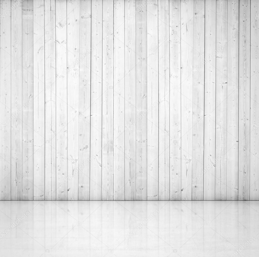 White wood wall and concrete floor — Stock Photo © kantver ...