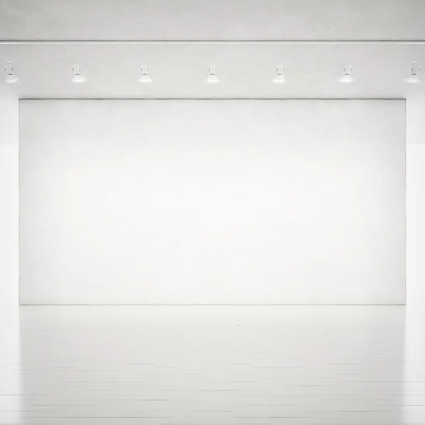 Interior branco com holofotes — Fotografia de Stock