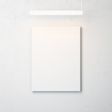 White concrete wall with blank poster clipart