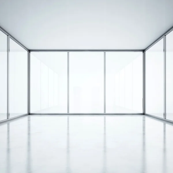 Пустой интерьер со стеклянными стенами — стоковое фото