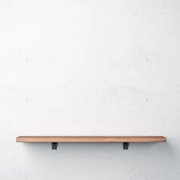 Wood shelf on white wall — Stock Photo, Image