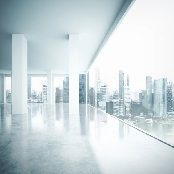 Clean white open plan interior