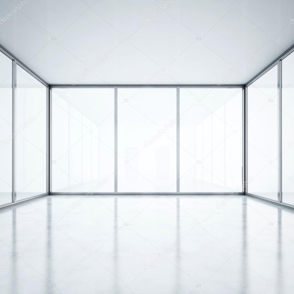 Empty interior with glass walls