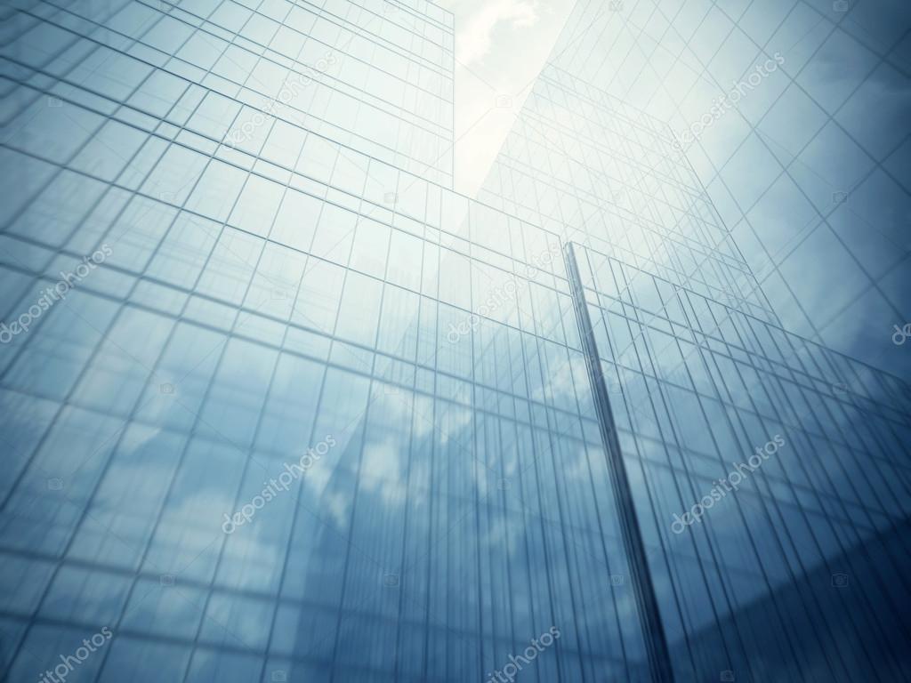 Glass walls of skyscraper