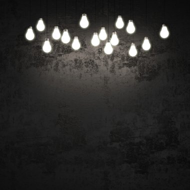 Black wall with light bulbs clipart