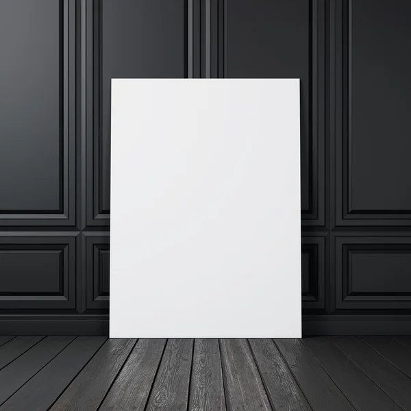Parede preta com cartaz em branco — Fotografia de Stock