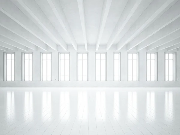 Loft space with white walls — Stock Photo, Image