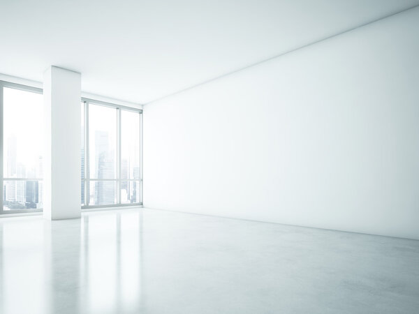White interior with blank wall