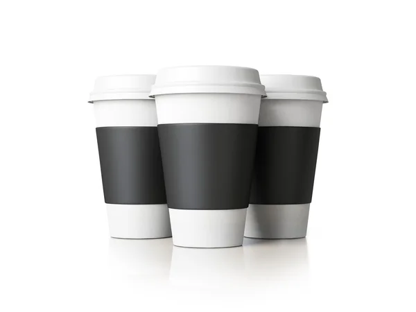 Three paper cups isolated — Stock Photo, Image