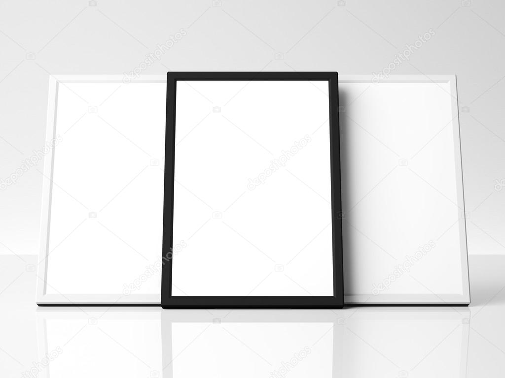 Three blank framed pictures