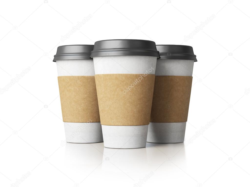 Paper cups with black caps