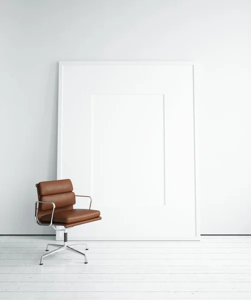 Foto e sedia in bianco — Foto Stock