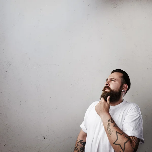 Bearded man thinking — Stock Photo, Image