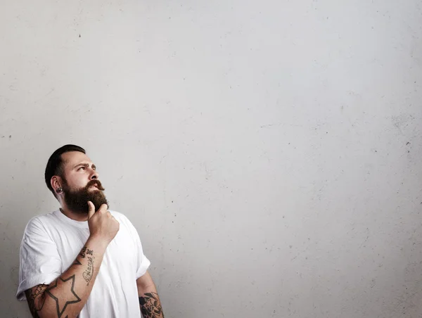 Bearded man thinking — Stock Photo, Image