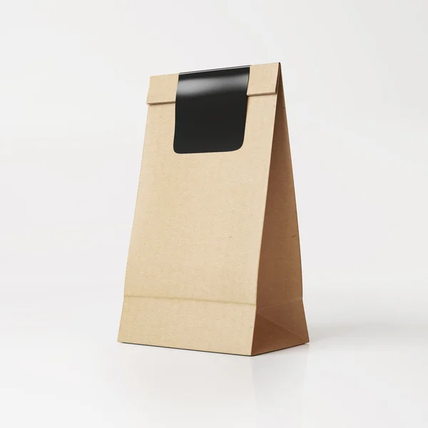 Saco de papel reciclável com etiqueta — Fotografia de Stock