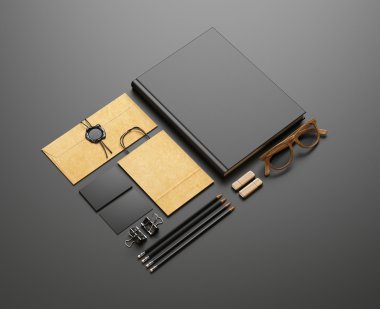 Siyah arka plan üzerine boş öğeleri kümesi