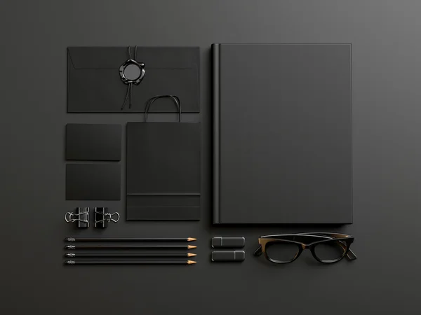 Set of black elements on black background — Stock Photo, Image