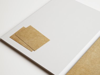 Beyaz ve kraft marka öğeleri kümesi 