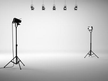 Ekipman ile beyaz studio