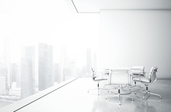 White meeting room with panoramic view